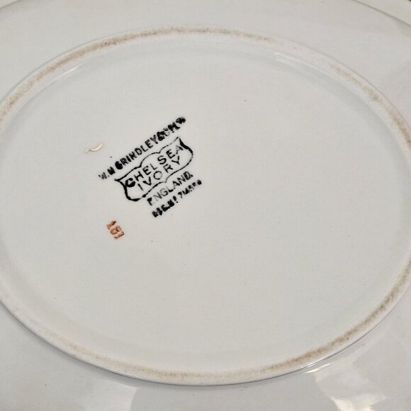 WH Grindley & Co England Serving Dish Chelsey Ivory Blue White Yellow Floral VTG - Picture 10 of 16